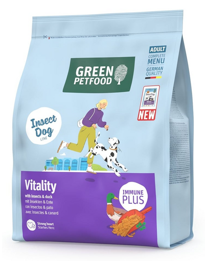 GREEN PETFOOD InsectDog with Duck Vitality 900g rovarfehérjével és kacsával felnőtt kutyák számára