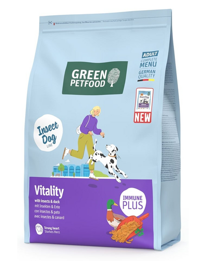 GREEN PETFOOD InsectDog with Duck Vitality 3kg rovarfehérjével és kacsával felnőtt kutyák számára