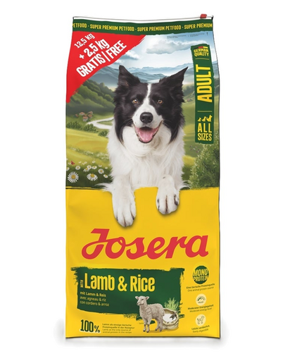 JOSERA Lamb and Rice Adult monoprotein kutya 12,5kg + 2,5kg ingyen