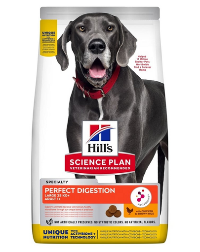 HILL'S Science Plan Canine Adult Large Perfect Digestion Chicken and Brown Rice 14kg egészséges emésztést elősegítő táplálék nagy testű kutyák számára