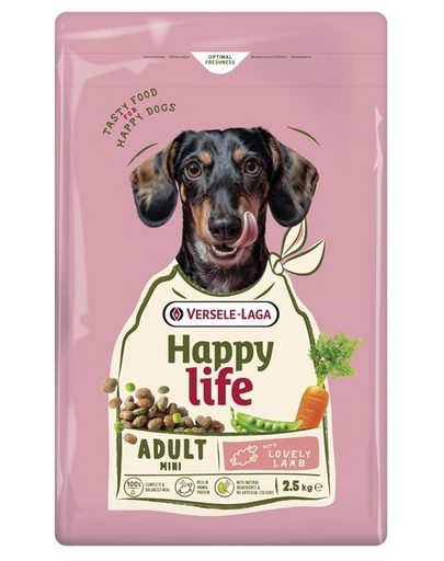 VERSELE-LAGA Happy Life Adult Mini with Lamb 2,5kg kutyatáp kistestű kutyáknak báránnyal