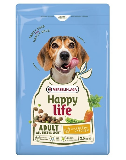 VERSELE-LAGA Happy Life Adult Light with Chicken 2,5kg kutyáknak készült túlsúlyos kutyák számára csirkehússal