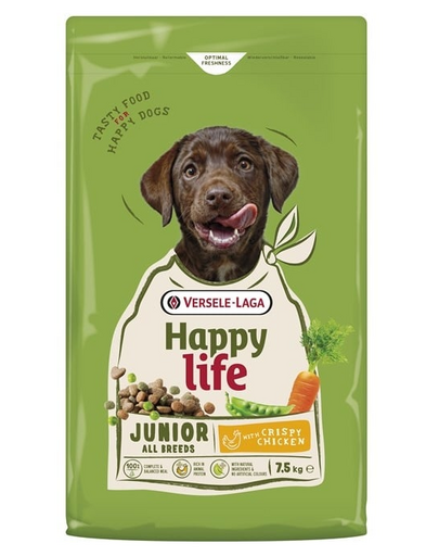 VERSELE-LAGA Happy Life Junior with Chicken 7,5kg kutyatáp kölyökkutyák és fiatal kutyák számára csirkével