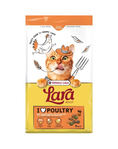VERSELE-LAGA Lara Adult Turkey and Chicken 7 kg pulykával és csirkével felnőtt macskáknak