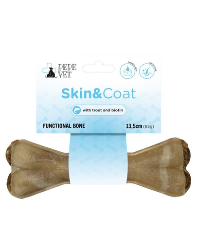 PAKA ZWIERZAKA PEPE Vet Funkcionális csont Skin&Coat 13,5 cm (70g) egészséges bőr és szőrzet kutyák számára