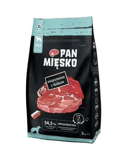 PAN MIĘSKO Sertés és vaddisznó kutyáknak XL 3 kg