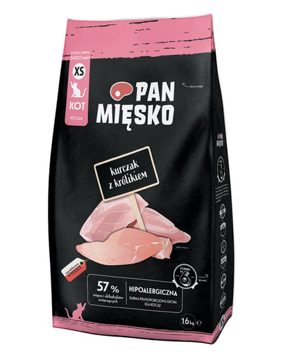 PAN MIĘSKO Csirke nyúllal kölyökkutyáknak XS 1,6 kg