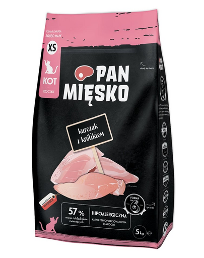 PAN MIĘSKO Csirke nyúllal kölyökkutyáknak XS 5 kg