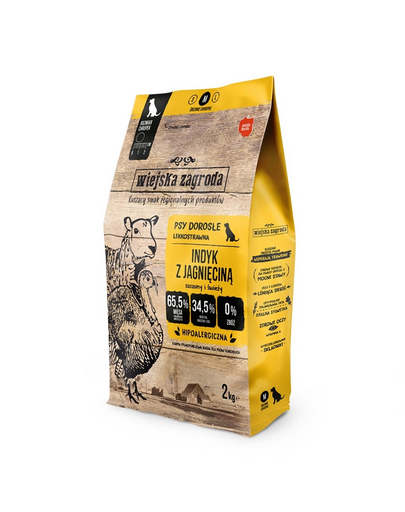 WIEJSKA ZAGRODA Pulyka bárányhússal kutyáknak száraz táp M 2 kg