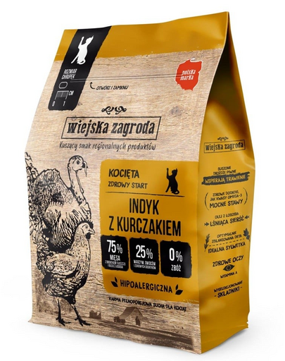 WIEJSKA ZAGRODA Pulyka és csirke cicáknak 400 g