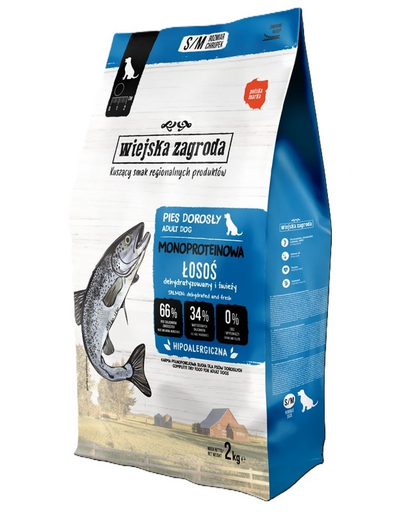 WIEJSKA ZAGRODA Single protein Lazac S/M kutyakeksz, 2 kg