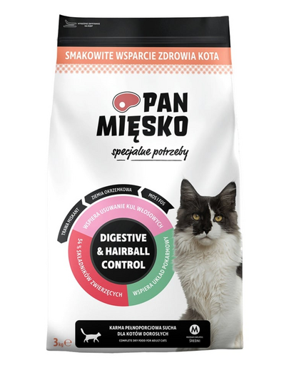 PAN MIÉSKO Speciális igények Digestive & Hairball Control macskáknak 3 kg