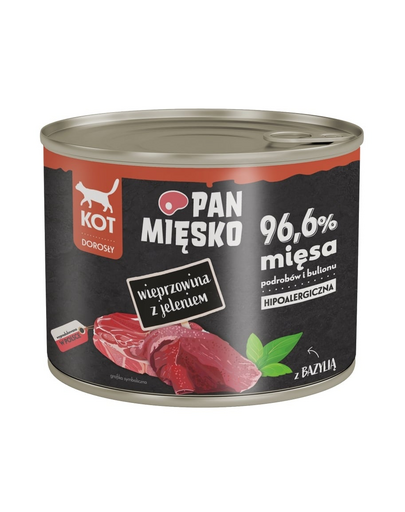 PAN MIĘSKO Vaddisznó szarvas hússal nedves macskaeledel 200 g