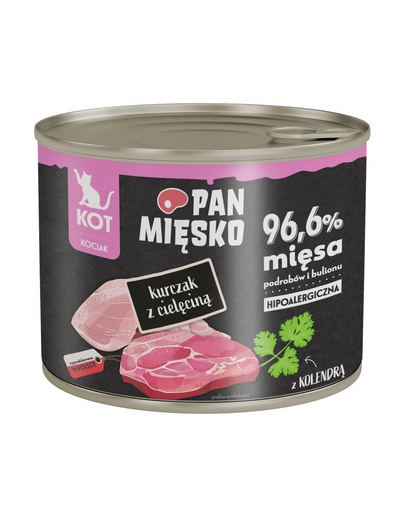 PAN MIĘSKO Csirke borjúhússal nedves kaja kiscicák számára 200 g