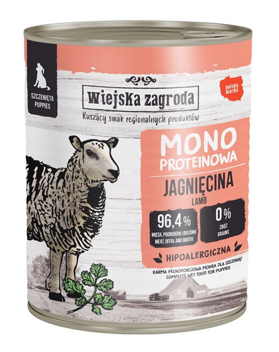WIEJSKA ZAGRODA Monobiałkowa Jagnięcina nedves táplálék kölyökkutyák számára 800 g