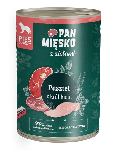 PAN MIĘSKO gyógynövényes nyulas pástétom kutyáknak 400 g