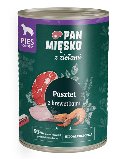 PAN MIĘSKO gyógynövényes garnélás pástétom kutyáknak 400 g