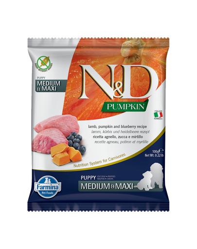N&D Pumpkin Lamb&Blueberry Puppy Medium&Maxi 100g