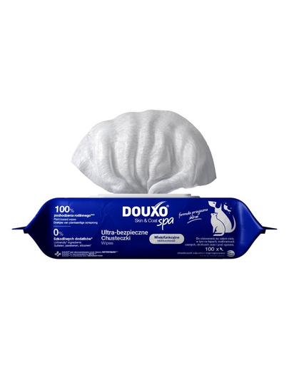 DOUXO Skin & Coat Spa Wipes 100db. multifunkciós törlőkendők macskák és kutyák számára