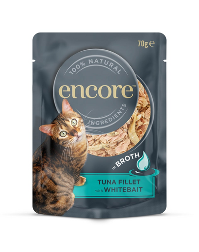 ENCORE Cat Tuna Fillet with Whitebait in Broth tonhal filé fehérhalakkal húslevelben 70 g