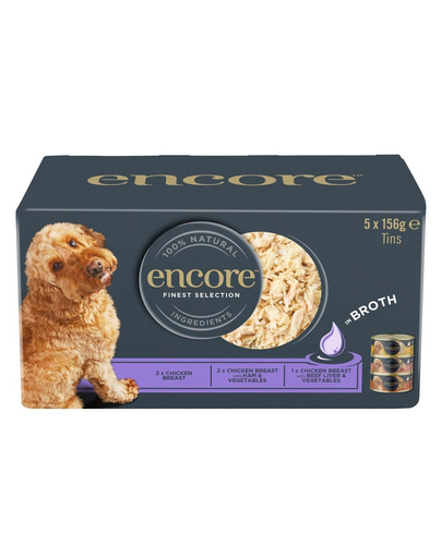 ENCORE Dog Finest Selection in Broth Multipak 5x156 g mix ízek csirkével húslevelben