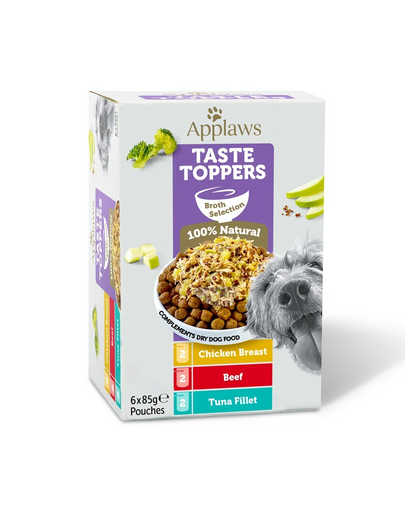 APPLAWS Dog Taste Toppers Broth Selection Multipak 6x85 g ízválaszték tasakokban
