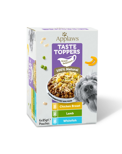 APPLAWS Dog Taste Toppers Gravy Selection Miltipak 6x85 g mix ízek tasakban szószban