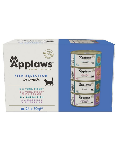 APPLAWS Cat Adult Fish Selection Multipak in Broth 24x70 g halas ízek keveréke levesben