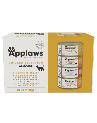 APPLAWS Cat Adult Chicken Selection Multipak in Broth 24x70g mix ízek csirkével húslevesben