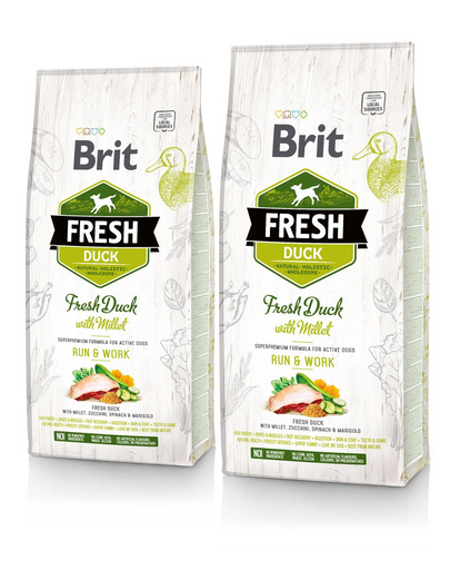 BRIT Fresh duck with millet active run & work 24 kg (2 x 12 kg)