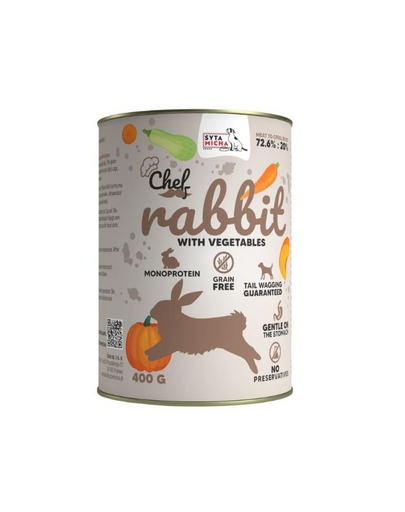 SYTA MICHA Chef Monoprotein Nyúl z warzywami 400 g nedves táplálék kutyák számára
