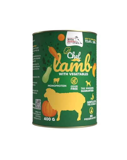 SYTA MICHA Chef Monoprotein Bárány z warzywami 400 g nedves táplálék kutyák számára