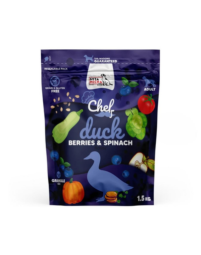 SYTA MICHA Chef Kacsa, áfonya és spenót 1,5 kg száraz kutyatáp