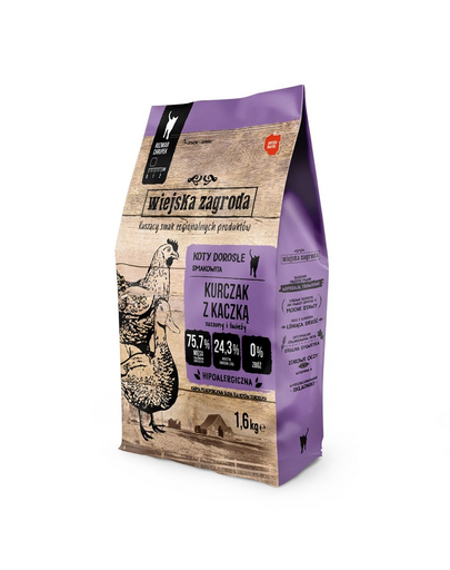 WIEJSKA ZAGRODA Csirke kacsával macskák számára 1,6 kg