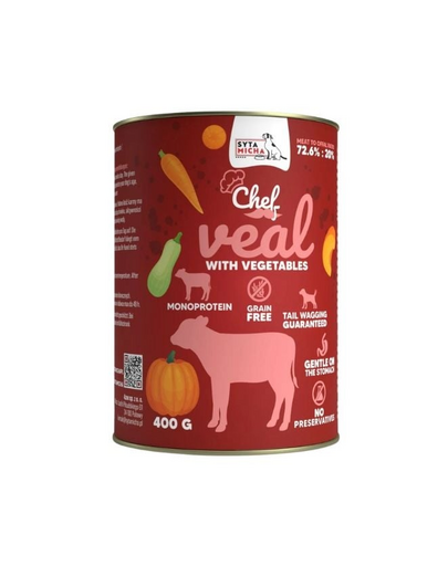 Chef Monoprotein Cielęcina z warzywami 400 g mokra karma dla psów
