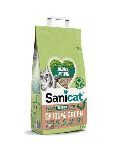 SANICAT Natura Activa 100% Green 7,5 kg növényi macskaalom