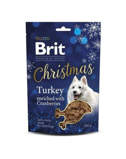 BRIT Premium By Nature Dog Christmas Semi-moist Snack Turkey 180g félpuha jutalom kutyáknak pulykával és áfonyával