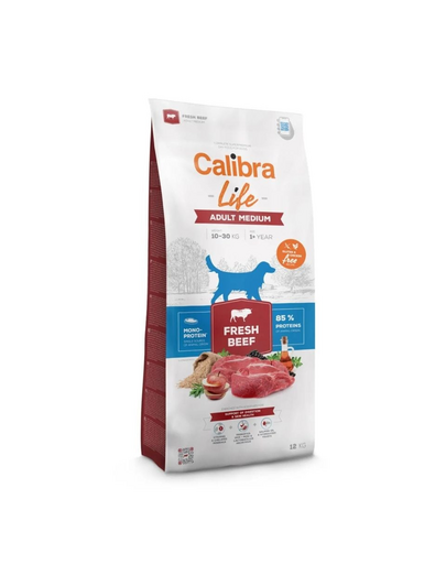 CALIBRA Dog Life Adult Medium Fresh Beef 12 kg marhahússal közepes testű kutyáknak