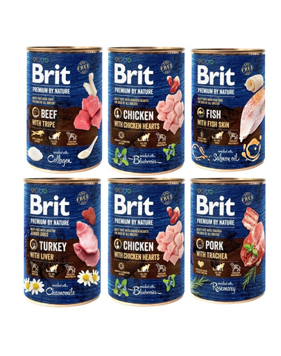 BRIT Premium by Nature Mix smaków 6x400 g naturalna karma dla psa