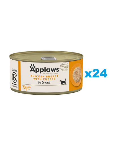 APPLAWS Cat Adult Chicken Breast with Cheese in Broth pierś z kurczaka z serem w bulionie 24x70 g
