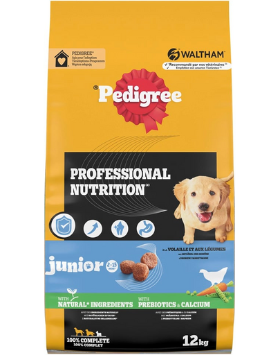 PEDIGREE Professional Nutrition Junior z Drobiem i Warzywami 12 kg dla szczeniąt ras średnich i dużych