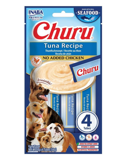INABA Dog Churu Fish Based Tuna Recipe 4x14g krémes tonhalas jutalom falatok kutyáknak
