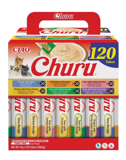 INABA Cat Churu Chicken and Tune Receipe 120x14g mix krémes finomságok csirkével és tonhallal macskák számára