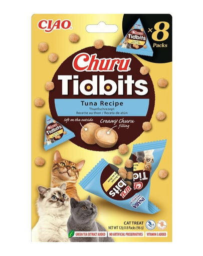 INABA Cat Churu Tidbits Tuna Recipe 8x12g puha és krémes tonhalas falatok macskáknak