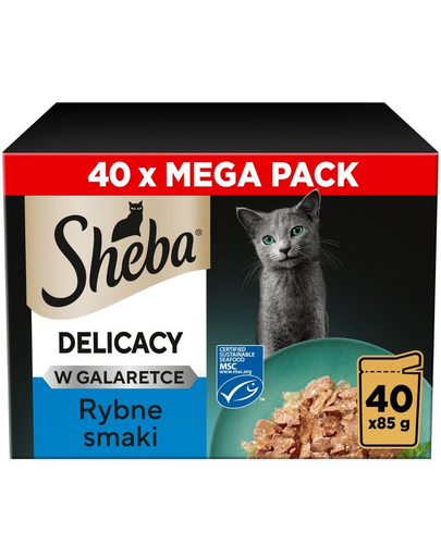 SHEBA Delicacy Halas ízek zselében 40x85 g nedves macskaeledel
