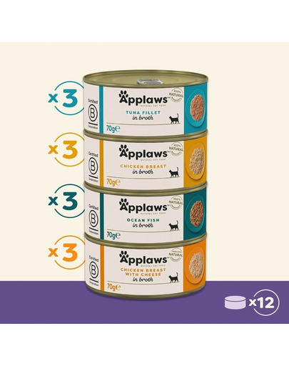 APPLAWS Pakiet próbny Supreme Colection Adult puszki dla dorosłych kotów 12 x 70 g