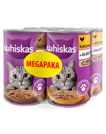 WHISKAS Felnőtt Megapaka Mix ízek csirkével és kacsával zselében 4x400 g felnőtt macskák számára
