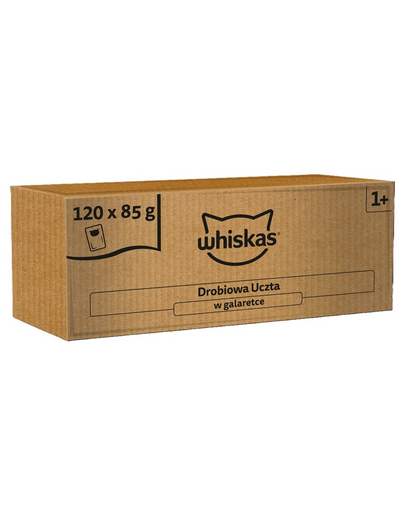 WHISKAS Felnőtt Dobjos Lakoma 120x85 g nedves teljes értékű táplálék felnőtt macskák számára zselében