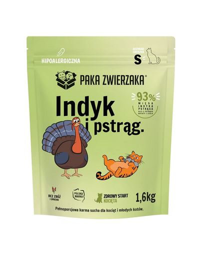 Karma sucha Indyk z pstrągiem dla kociąt S 1,6 kg