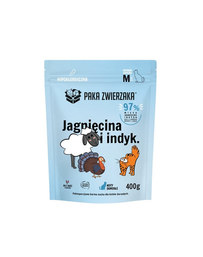 Karma sucha Jagnięcina i indyk dla kota M 400 g